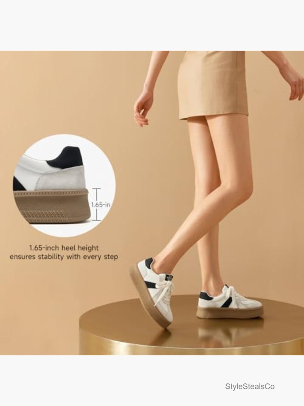 Platform Retro Sneakers, Fashion Lace Up Walking Tennis Shoes - Picture 2 of 7